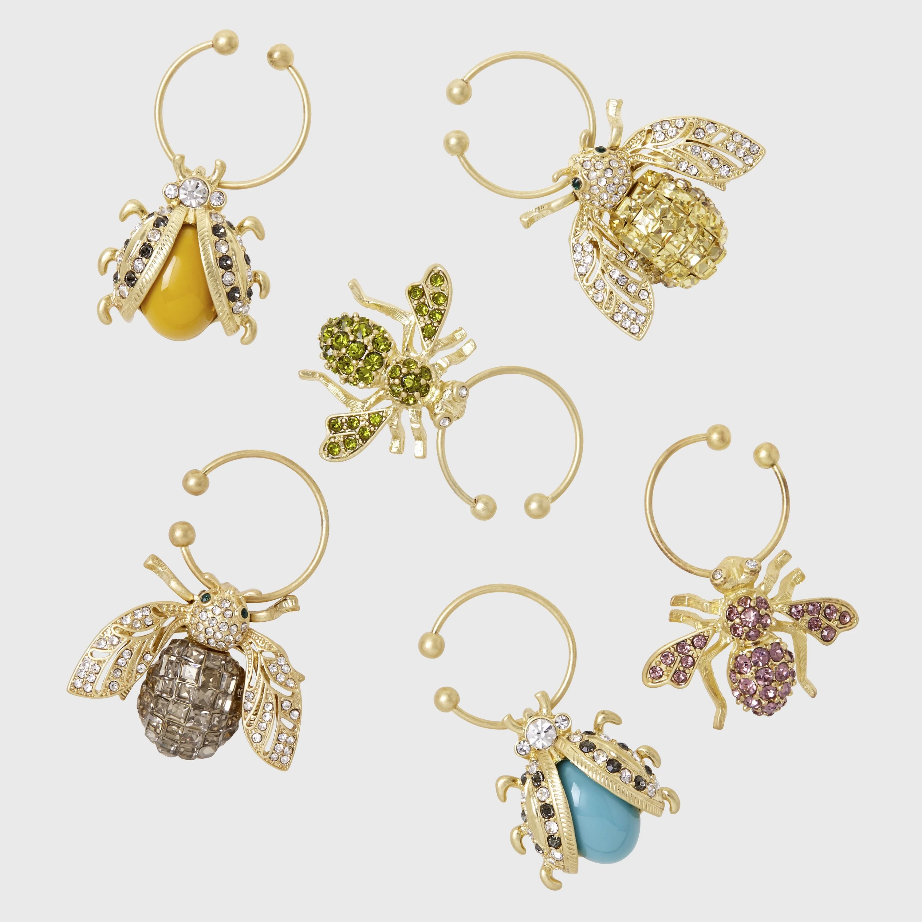 Image of Bedazzled bee wine charms