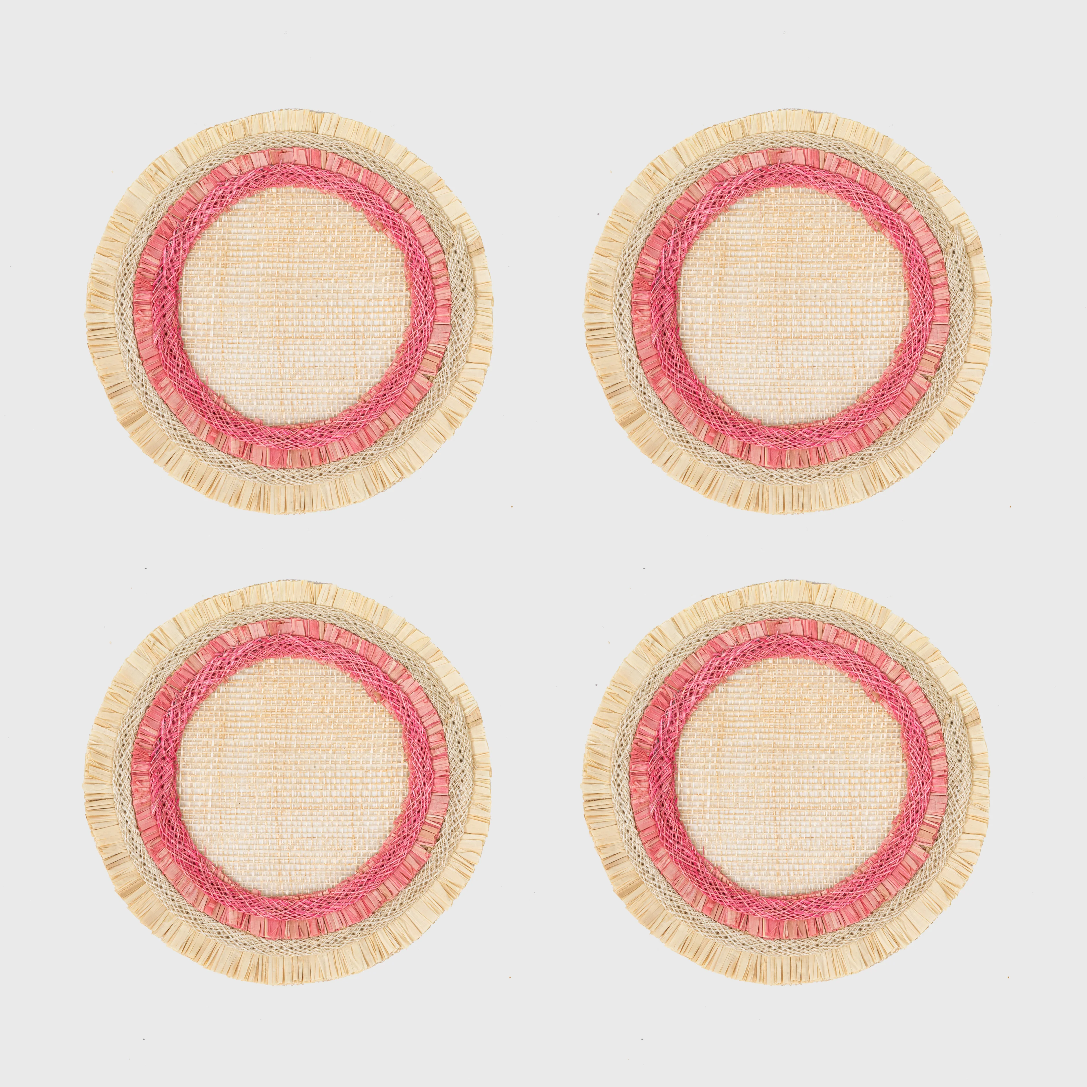 Image of Ruffle edge straw coasters, pink