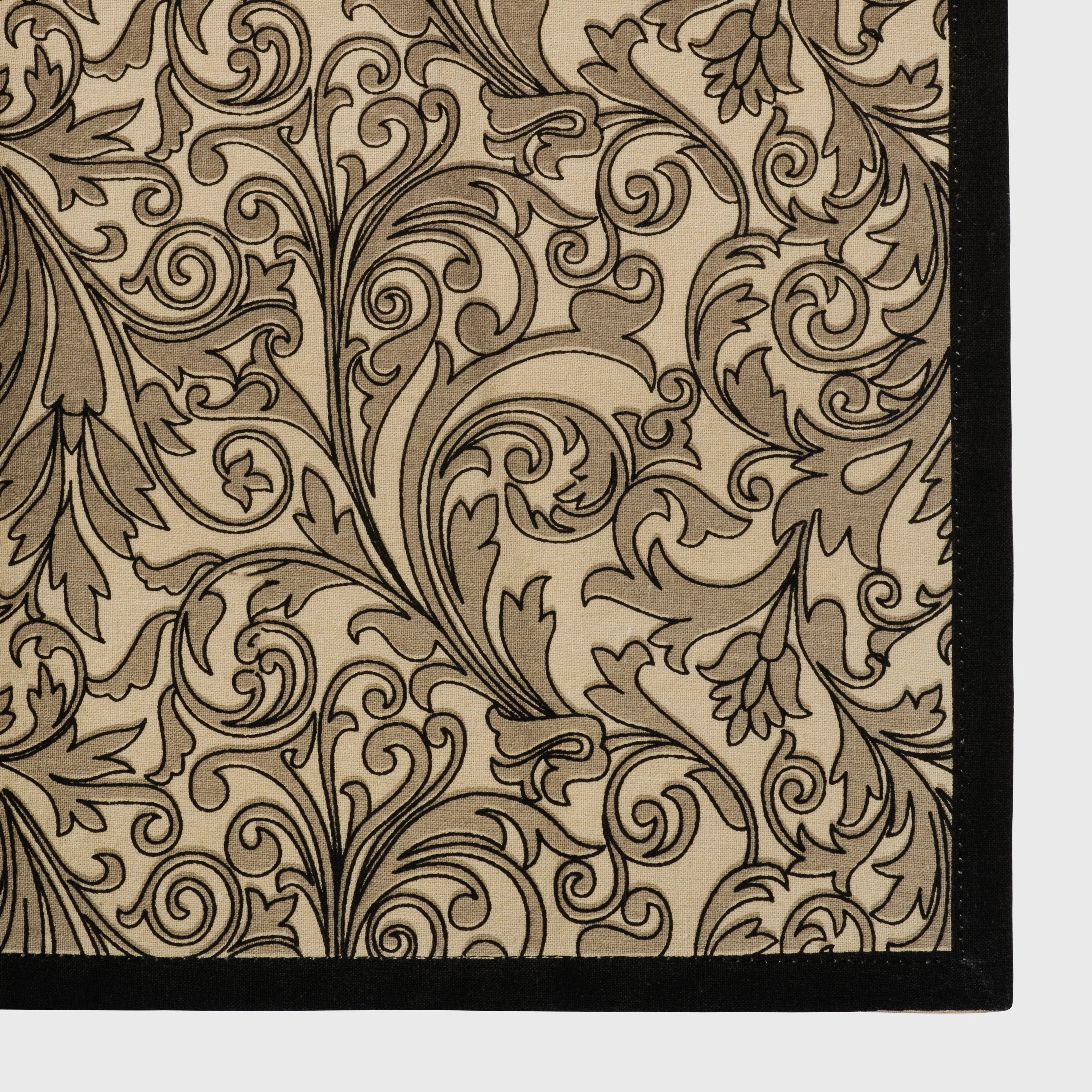 Image of Damask print tablecloth, black