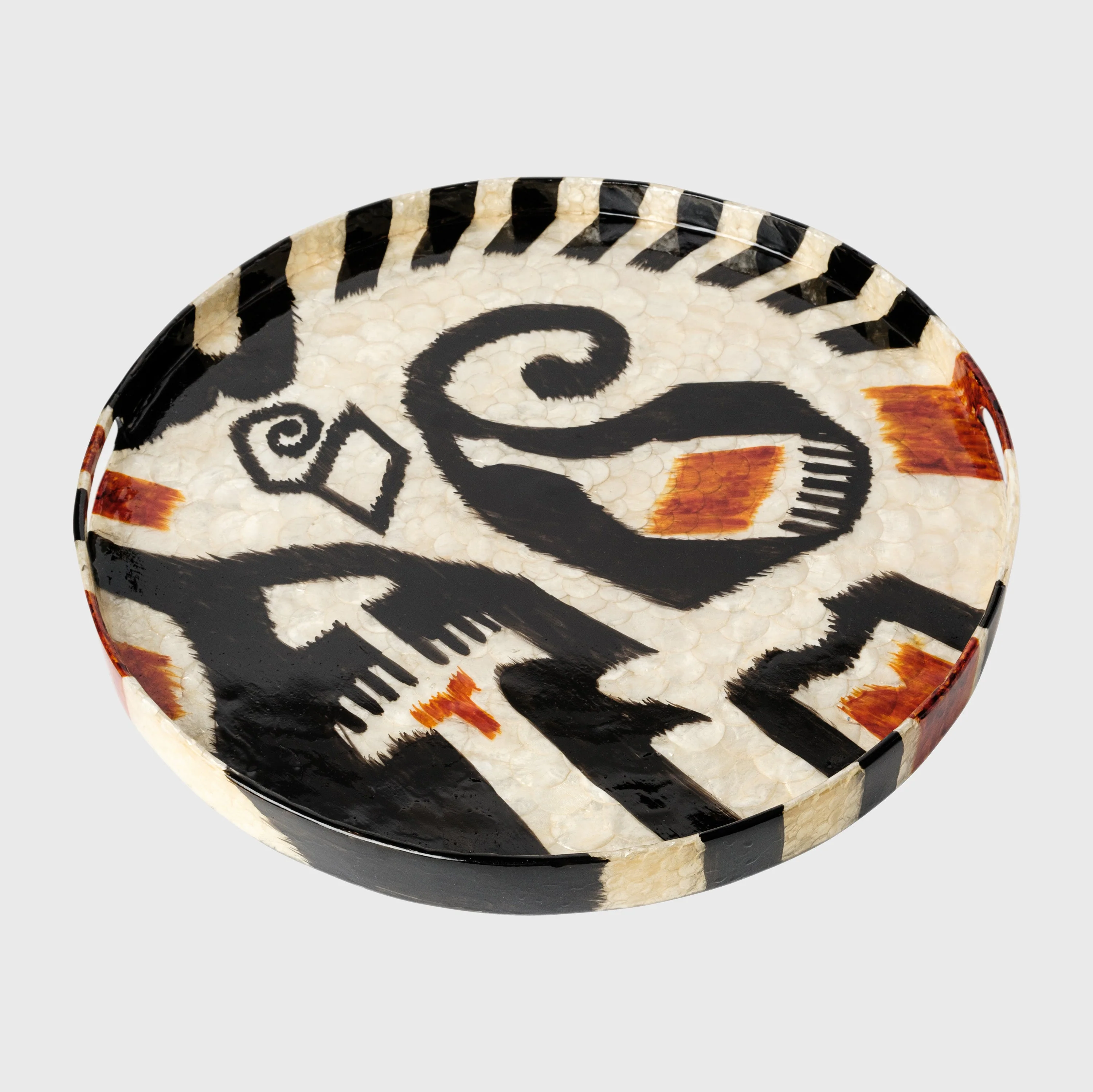 Image of Extra large capiz ikat tray, black, LIMITED EDITION