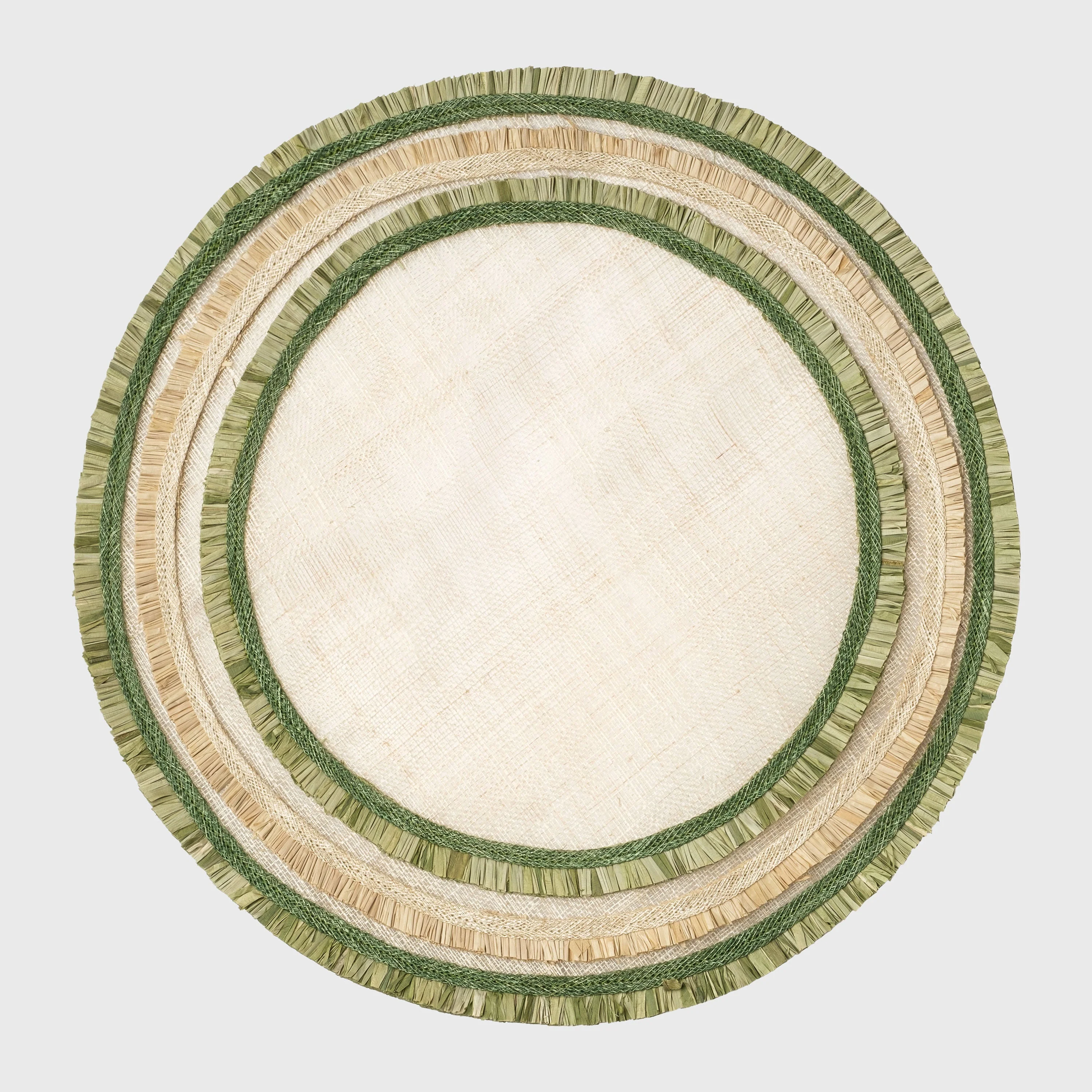 Image of Ruffle edge straw placemats, green, set of four