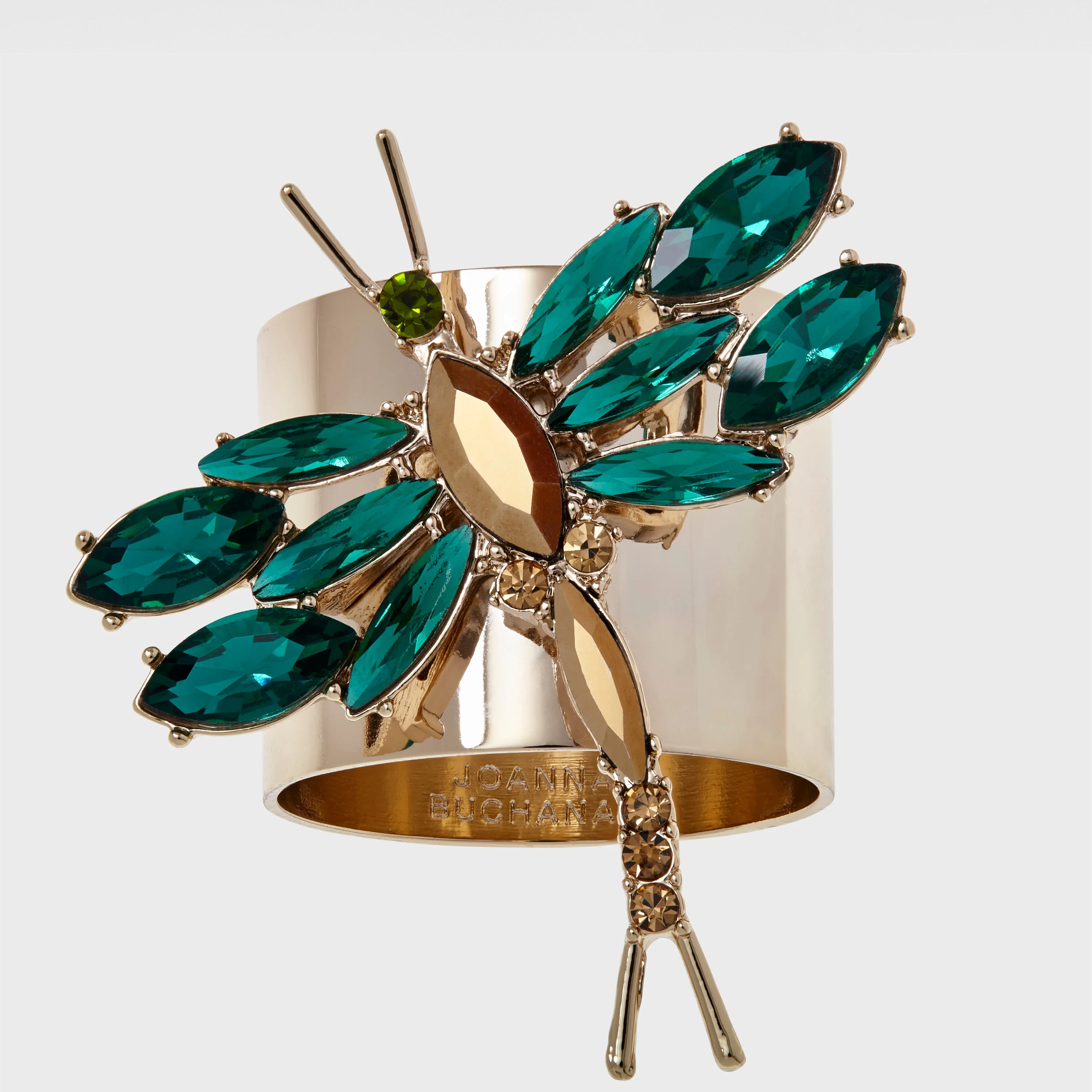 Image of Dragonfly napkin rings, emerald, set of two