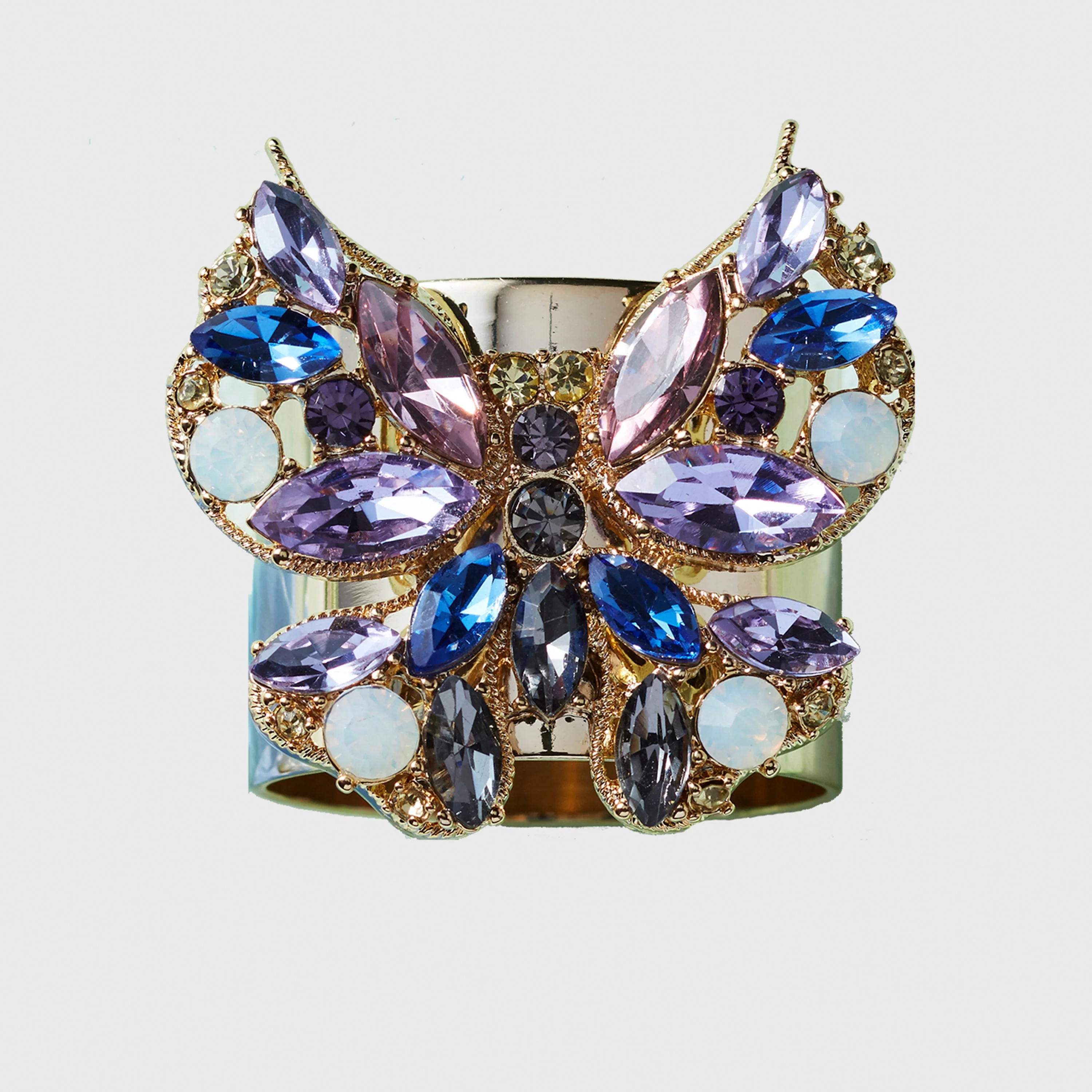 Image of Jeweled butterfly napkin rings, blue, set of two