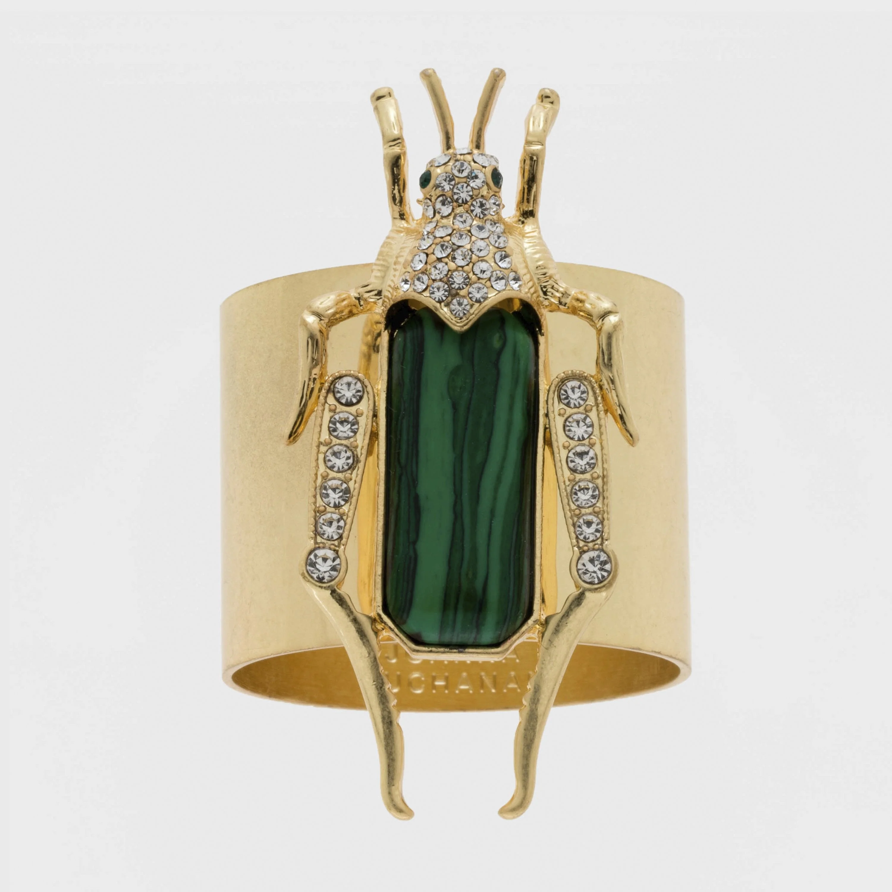 Image of Grasshopper napkin rings, faux malachite, set of two