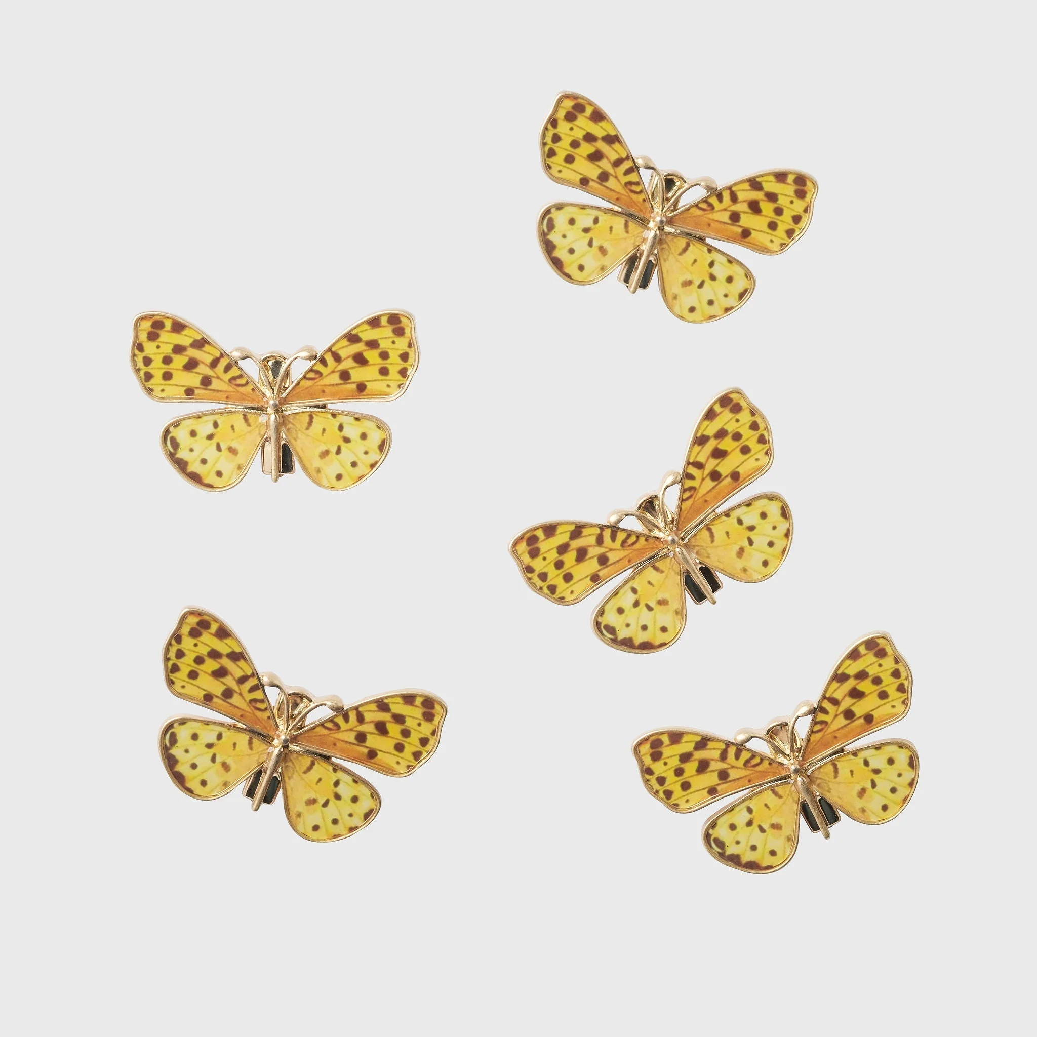 Image of Painterly butterfly mini clips, yellow, set of five