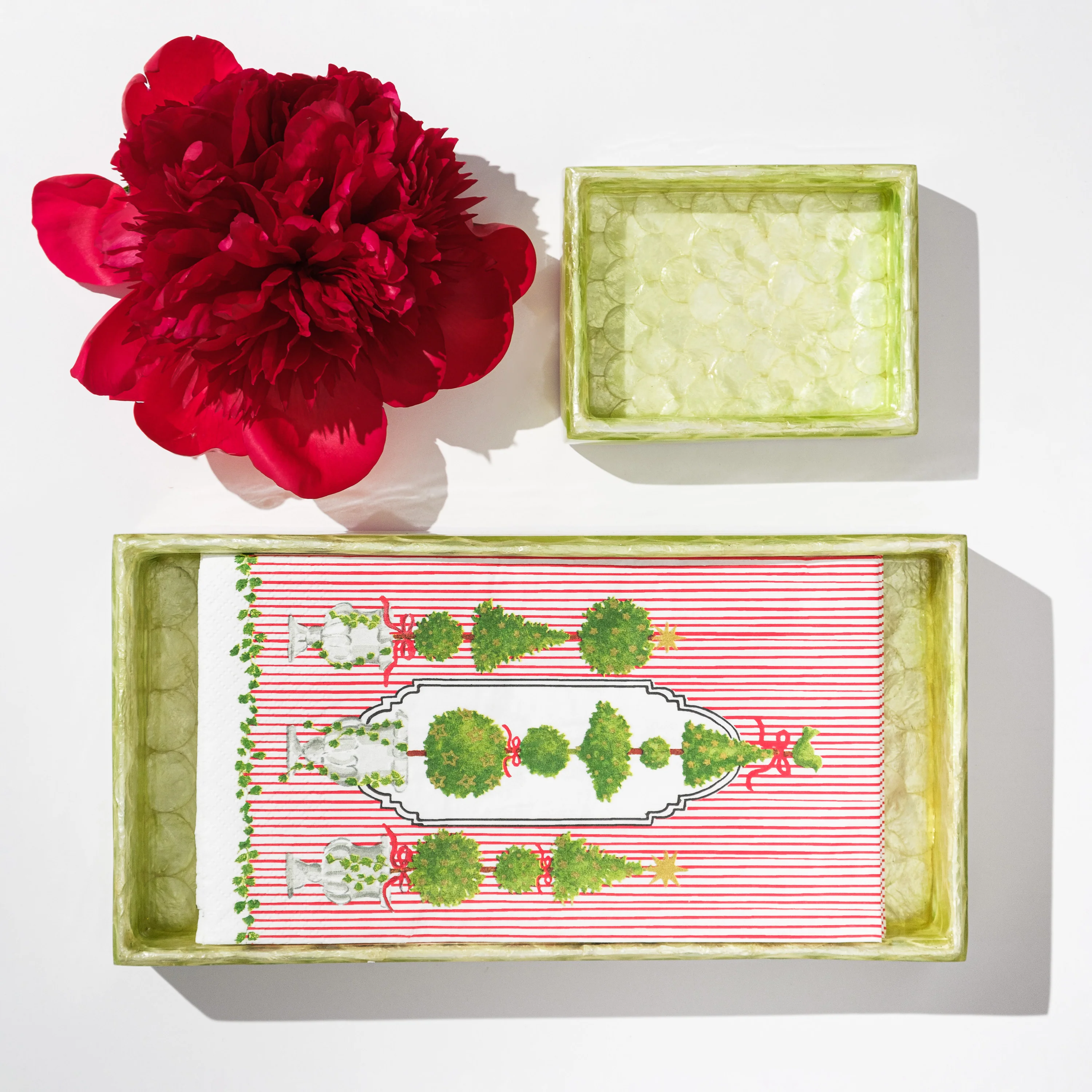 Image of Capiz trays, sage green, set of two&nbsp;