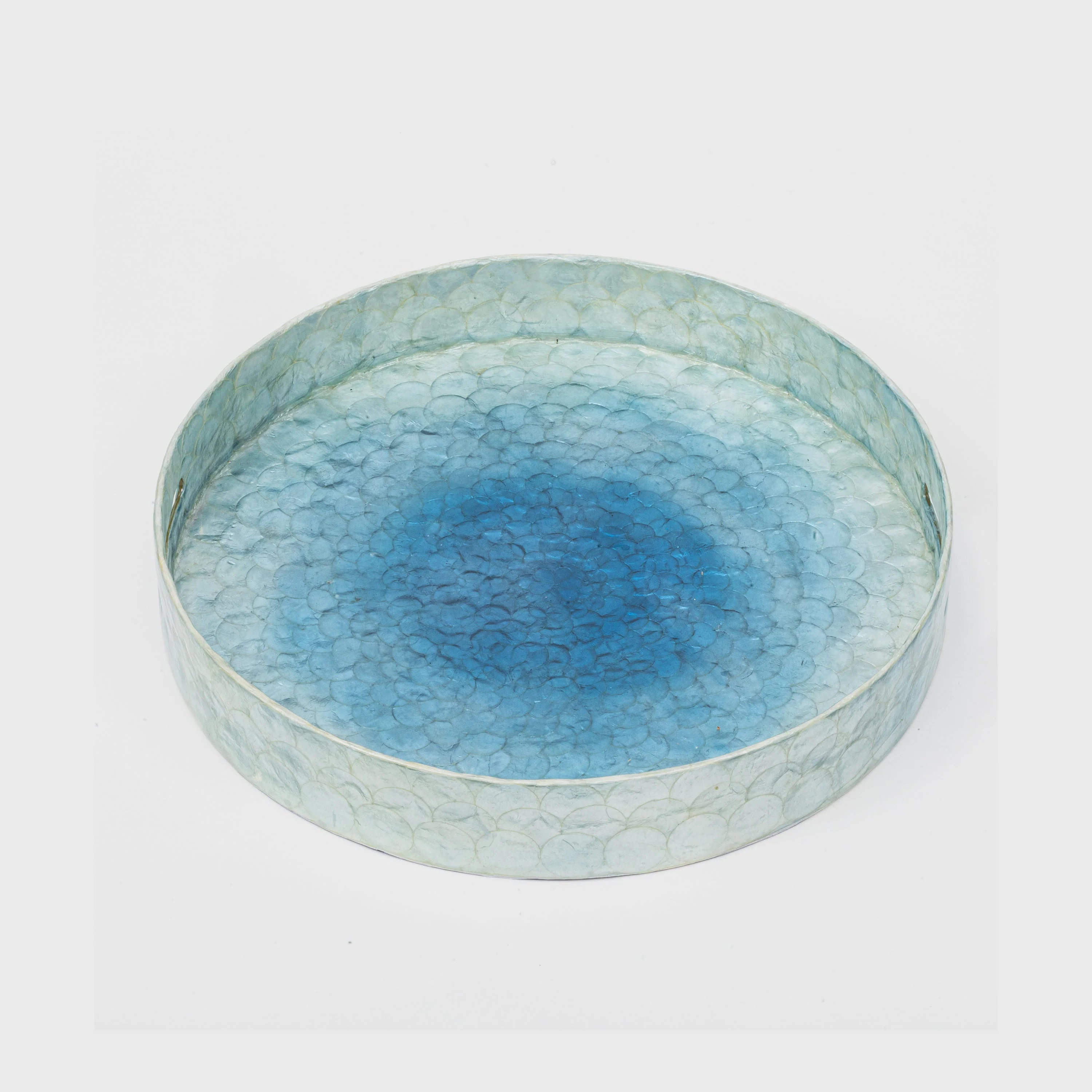 Image of Large ombre capiz tray, blue