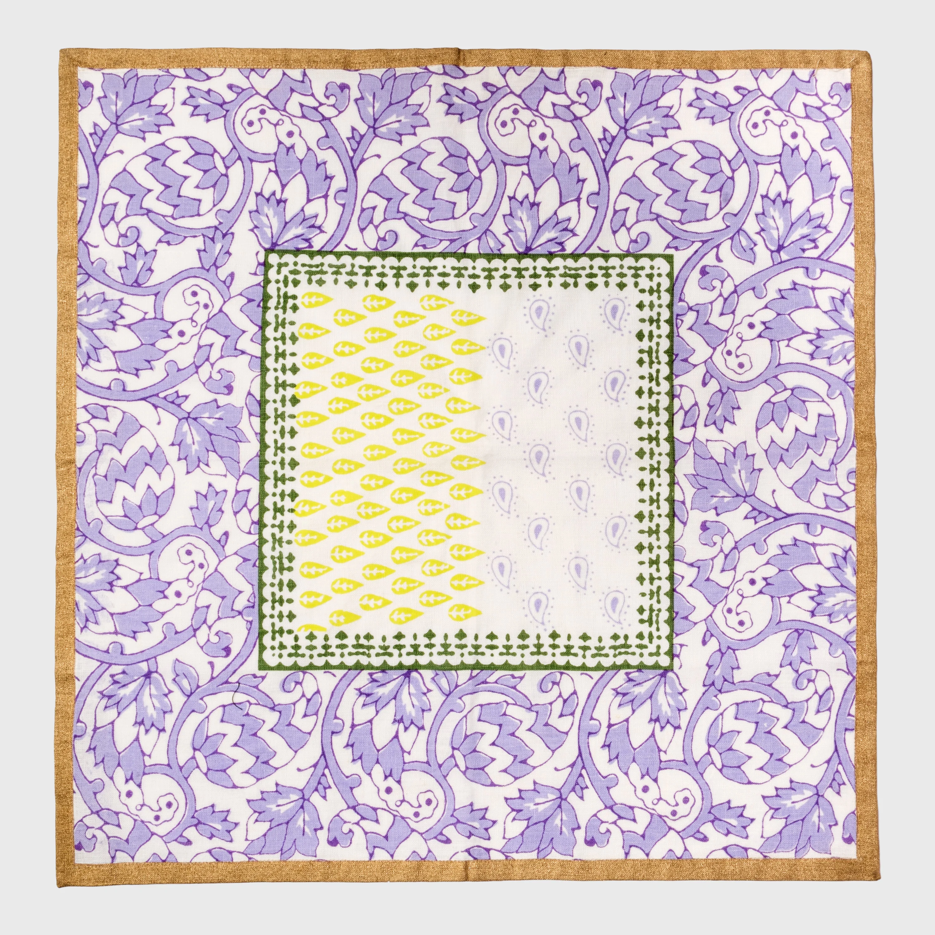Image of Joyful block print napkin, lilac, set of two