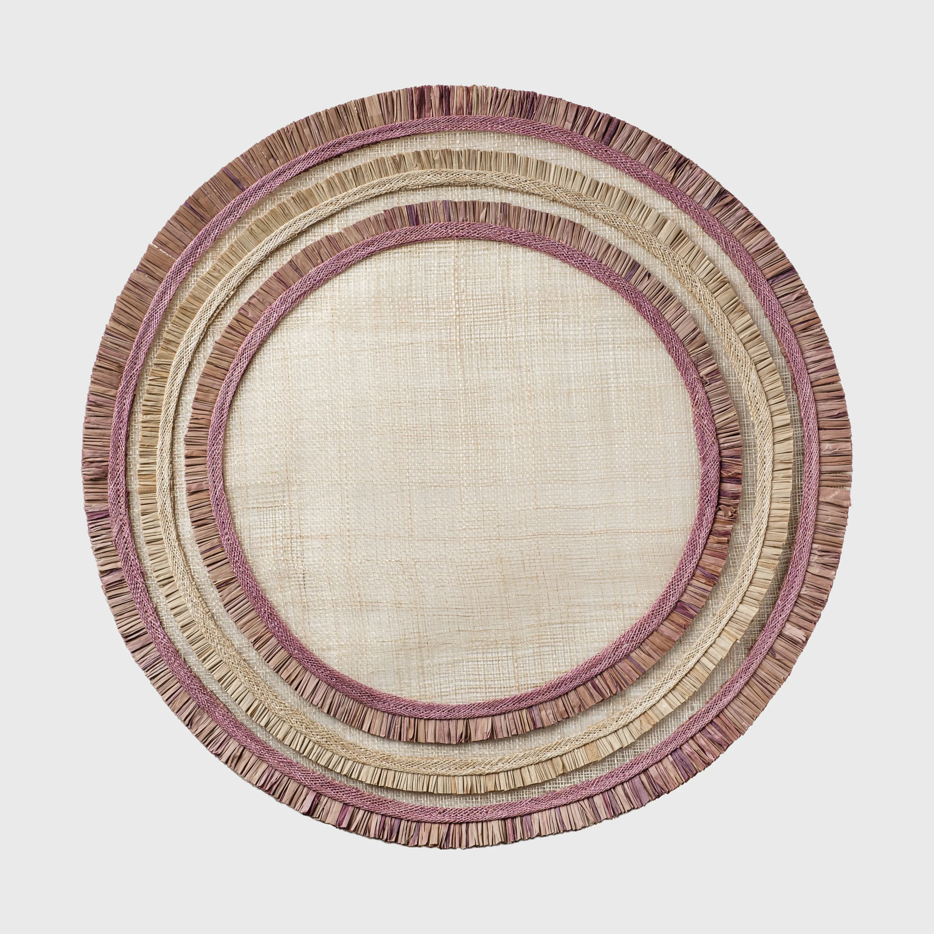 Image of Ruffle edge straw placemats, lilac, set of four