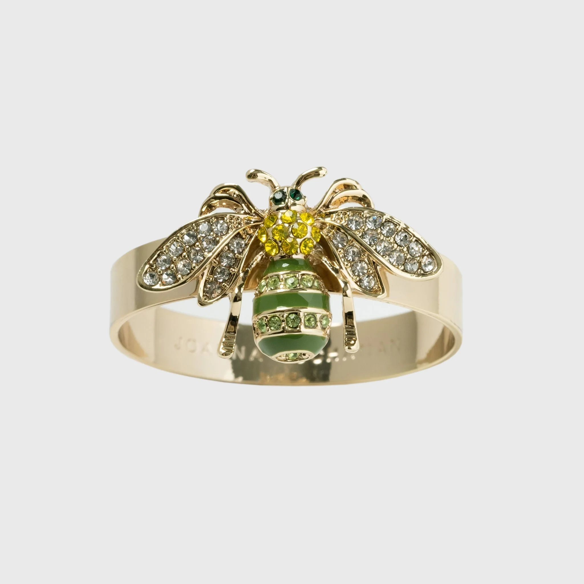Image of Skinny stripey bee napkin rings, green, set of four