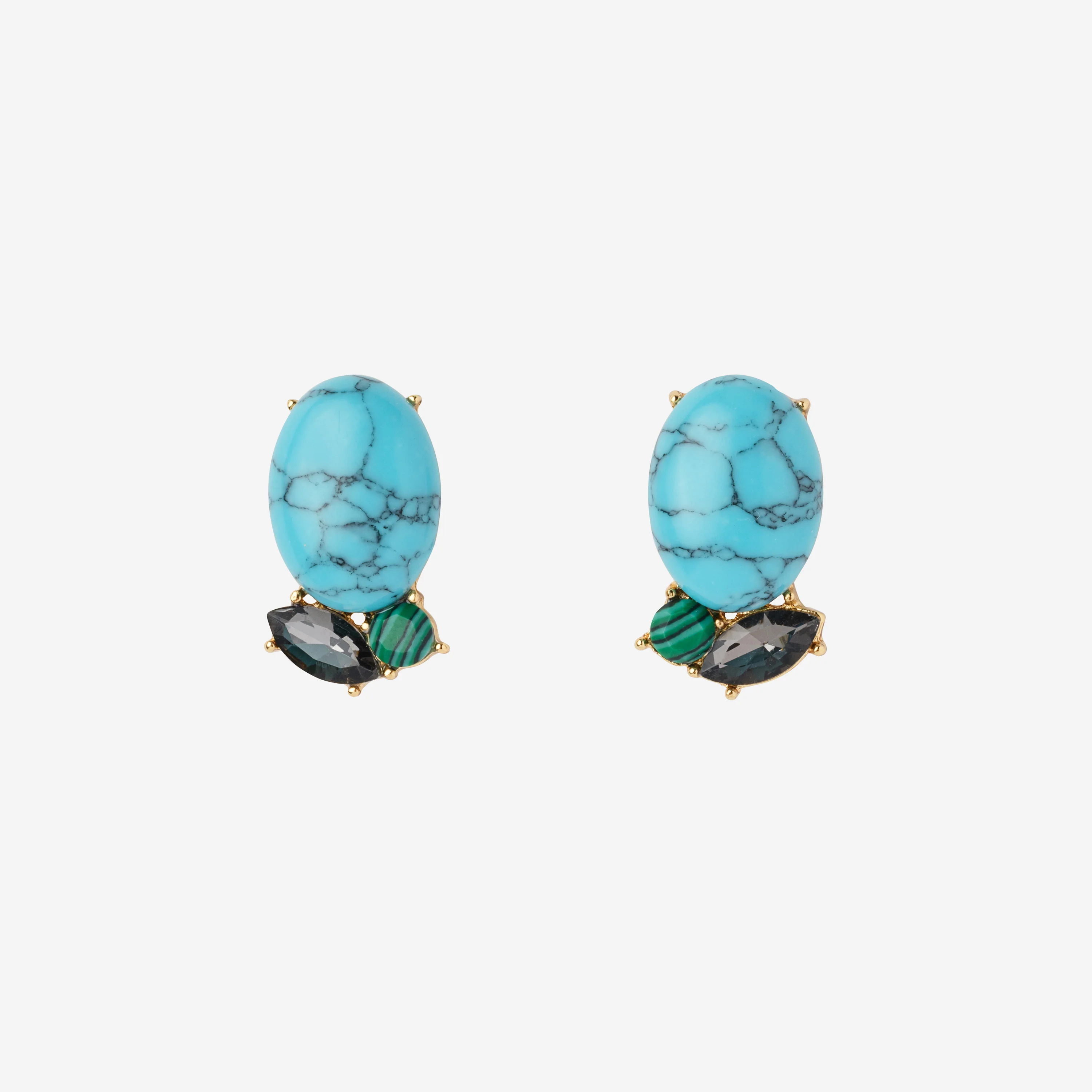 Image of Rosebud button earrings, turquoise
