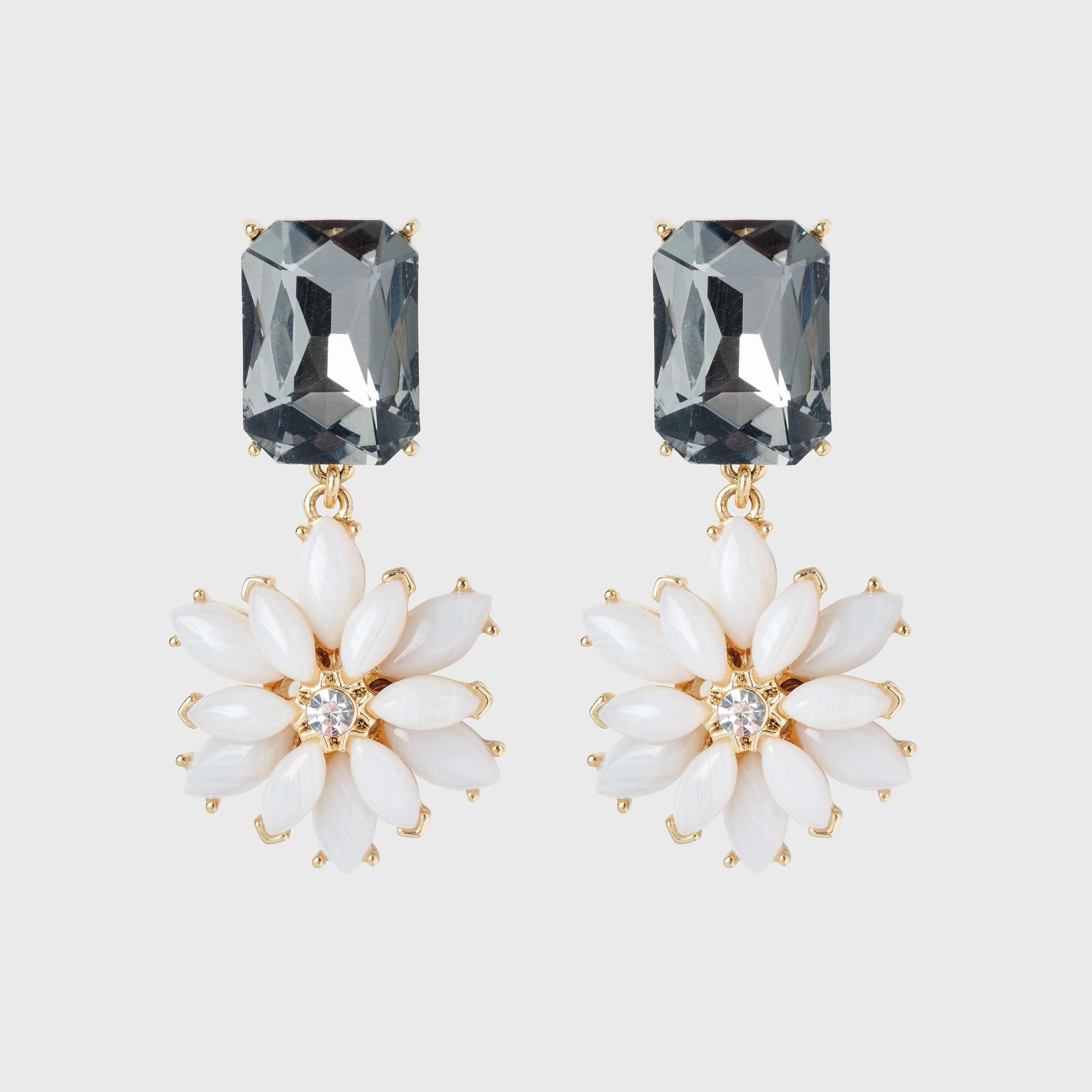Image of Graphic daisy earrings, grey