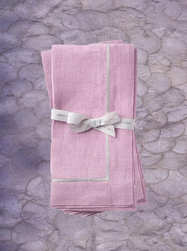 LILAC SILVER TRIM NAPKINS
