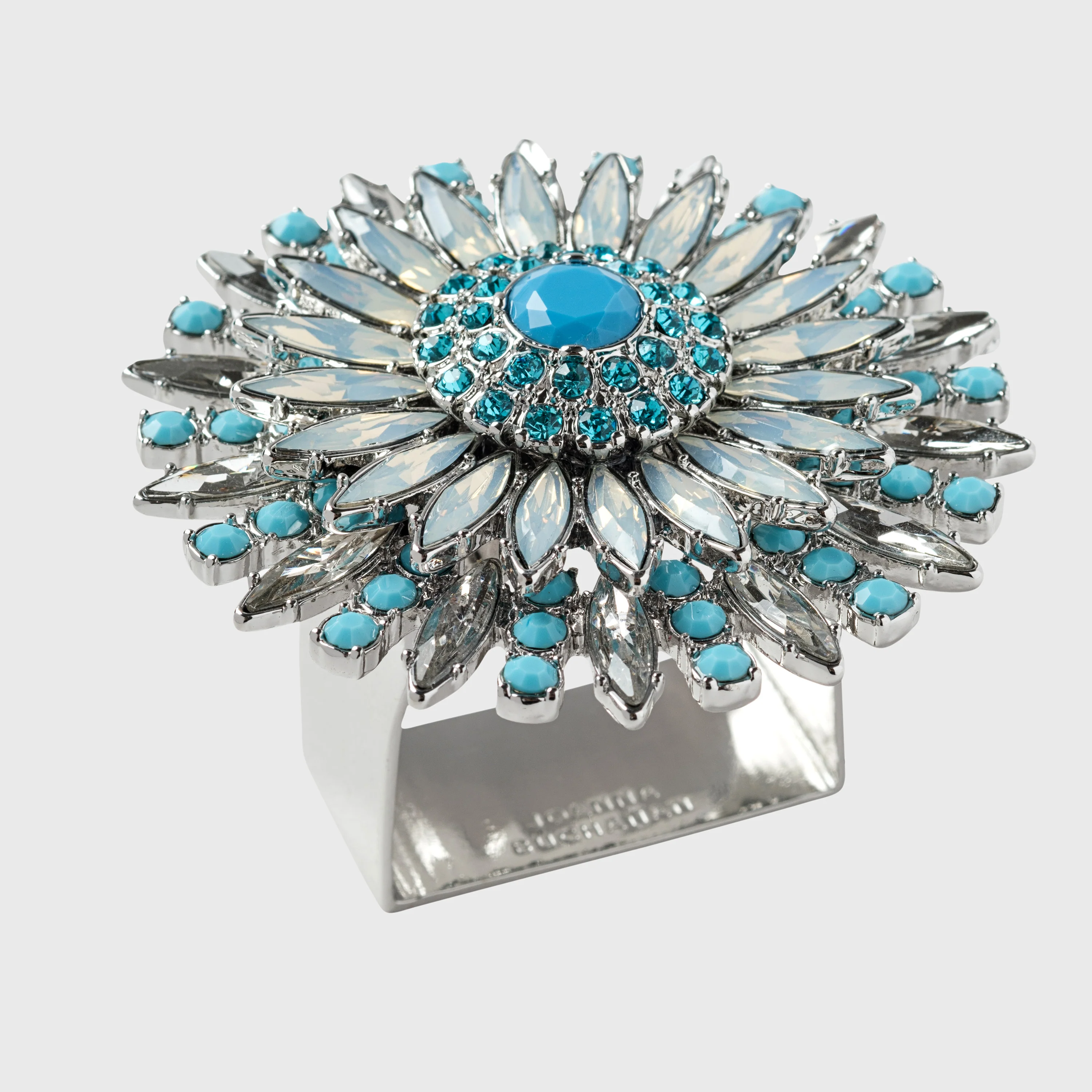 Image of Jewel flower napkin rings, turquoise, set of four