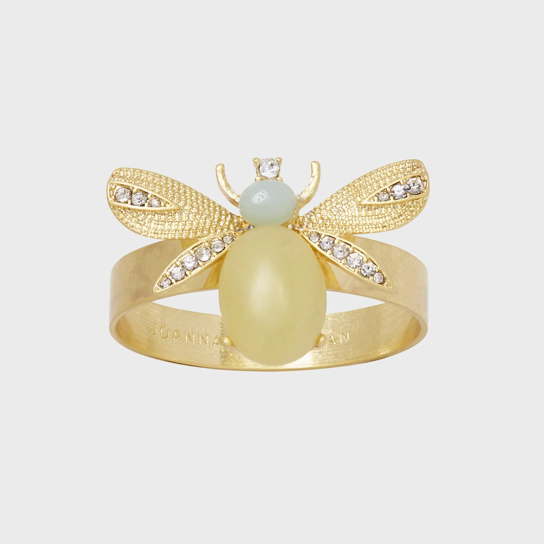 Image of Etched wing bug skinny napkin rings, lemon jasper, set of four
