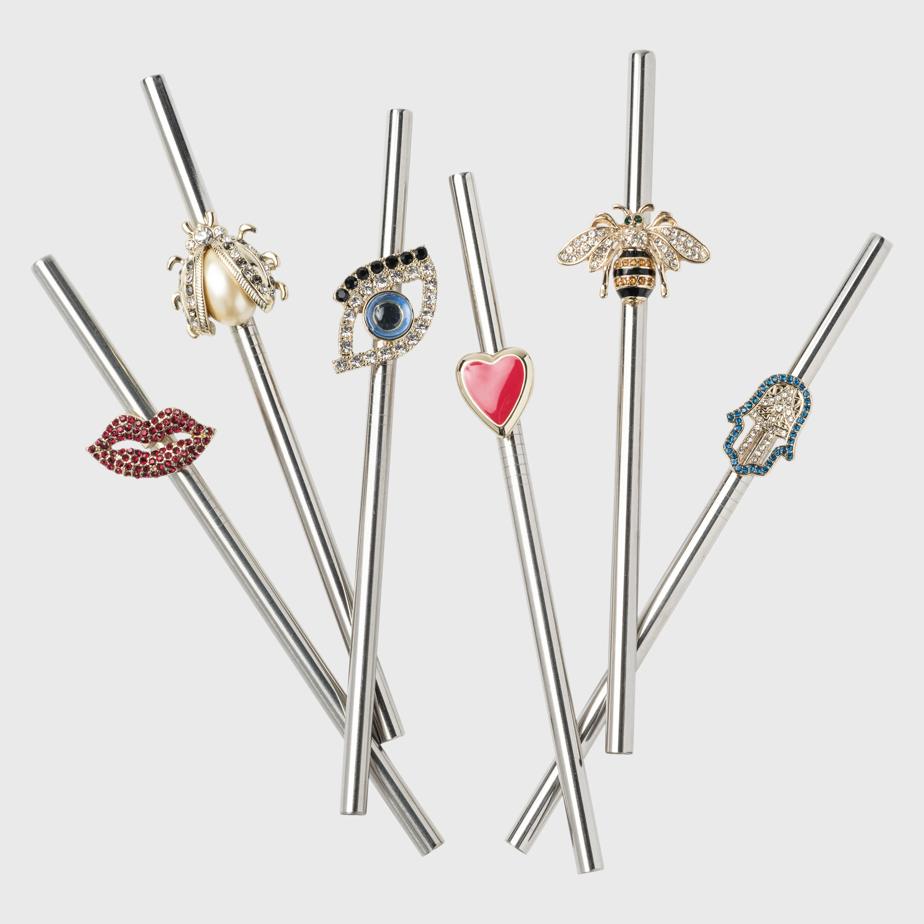 Image of Lucky charm metal cocktail straws