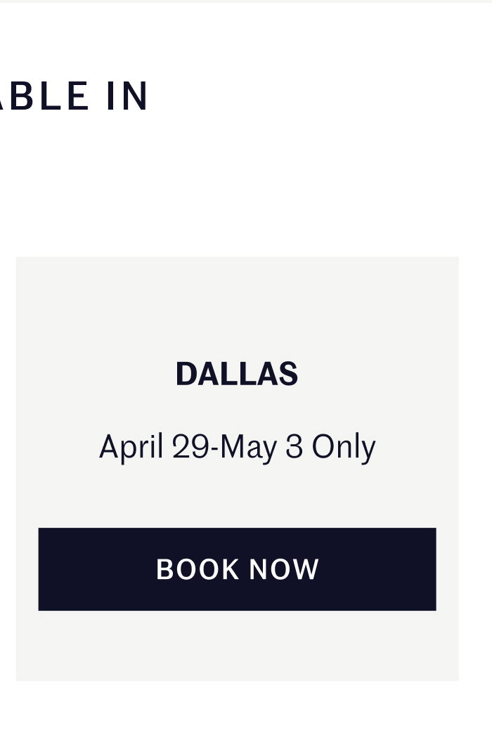 Available In DALLAS: April 29-May 3 Only Book Now