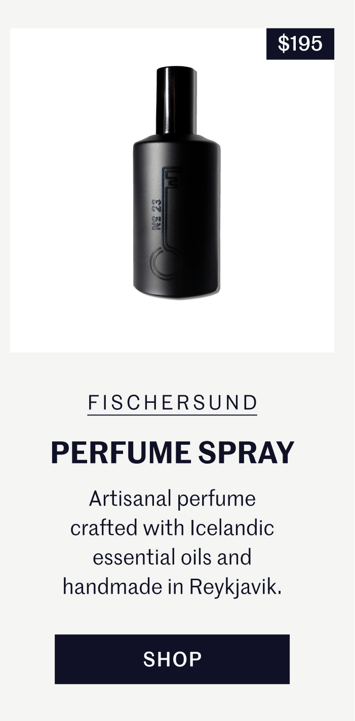 Fischersund Perfume Spray | $195 Artisanal perfume crafted with Icelandic essential oils and handmade in Reykjavik. Shop