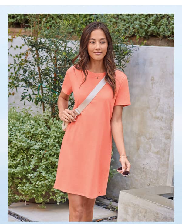 tshirt dress hero image on model