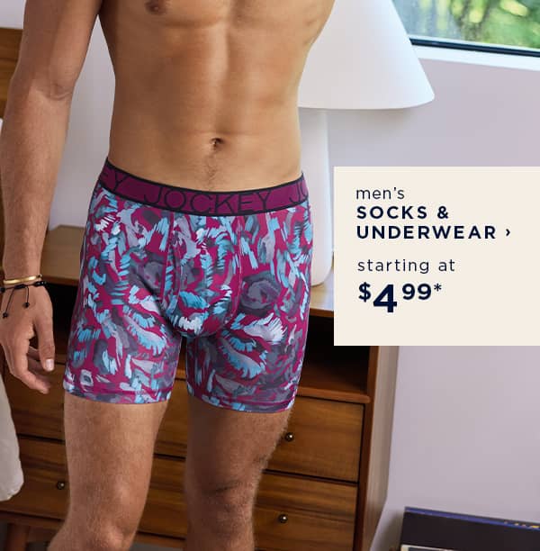 men's socks and underwear starting at $4.99