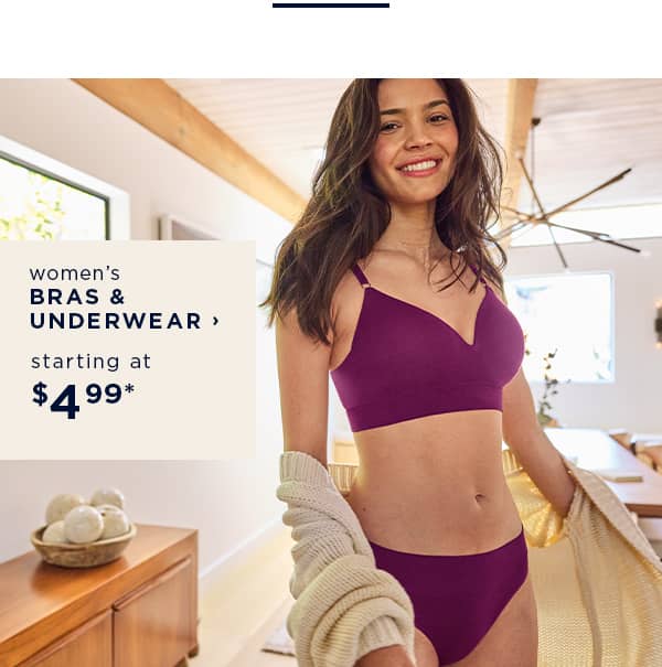 women's bras and underwear starting at $4.99