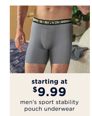 starting at $9.99 men's sport stability pouch underwear