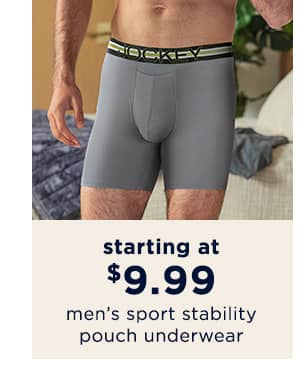 starting at $9.99 men's sport stability pouch underwear