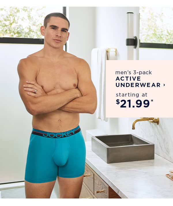shop men's 3-pack active underwear starting at $21.99