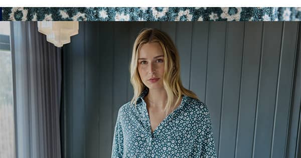 women's waffle sleepwear image on model in color 'island floral'