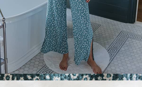 women's waffle sleepwear image on model in color 'island floral' 