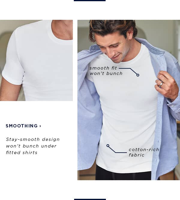 Smoothing: Stay-smooth design won't bunch under fitted shirts