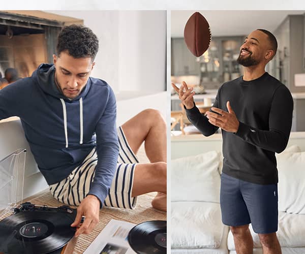 ifestyle images of models wearing cotton blend fleece