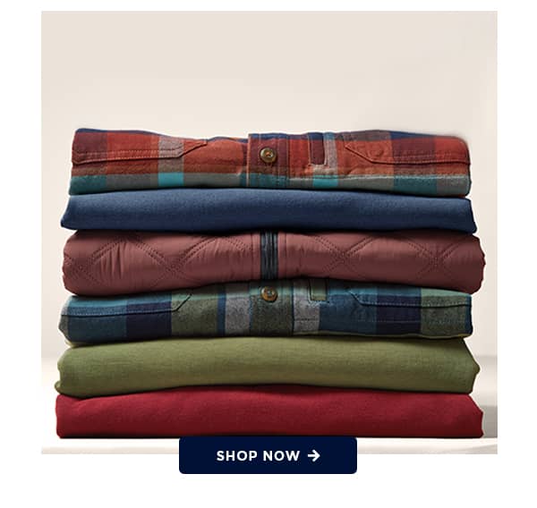 stacked men's tops image / shop now