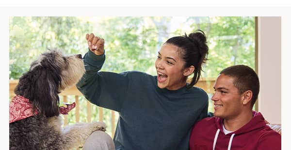 men's and women's loungewear image on models