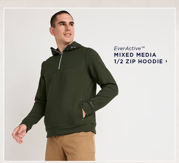 shop mixed media 1/2 zip hoodie