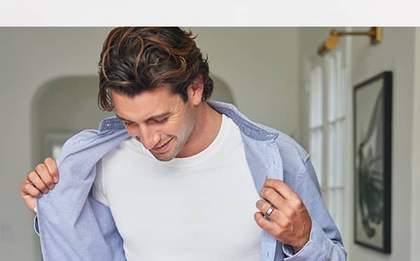 Detail image of man wearing Smooth Fit Cotton Stretch Undershirt