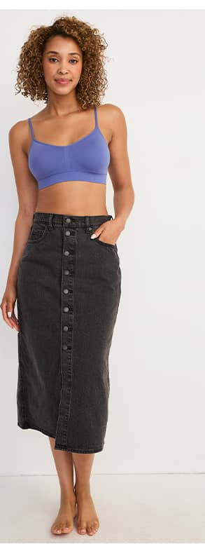 modern micro cami strap bralette image on model