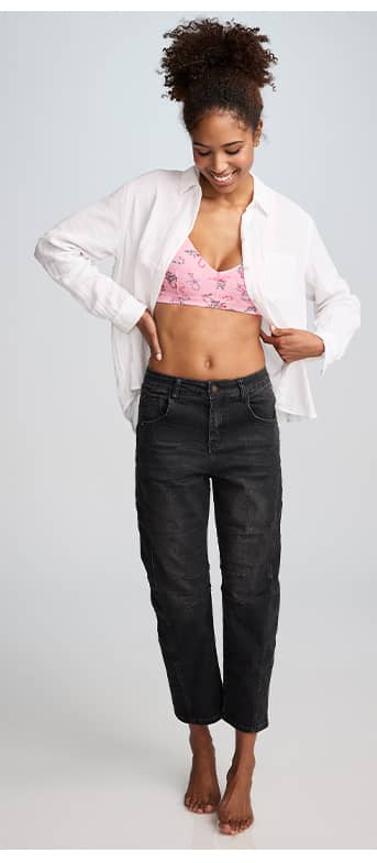 organic cotton stretch triangle bralette image on model