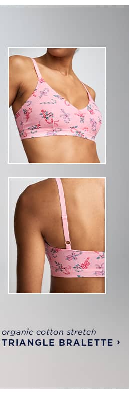 organic cotton stretch triangle bralette detail images / shop organic cotton stretch triangle bralette