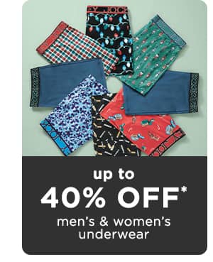 up to 40% off men's and women's underwear