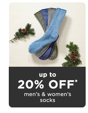 up to 20% off men's and women's socks
