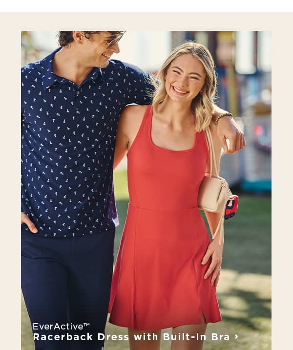 shop everactive racerback dress with built-in bra