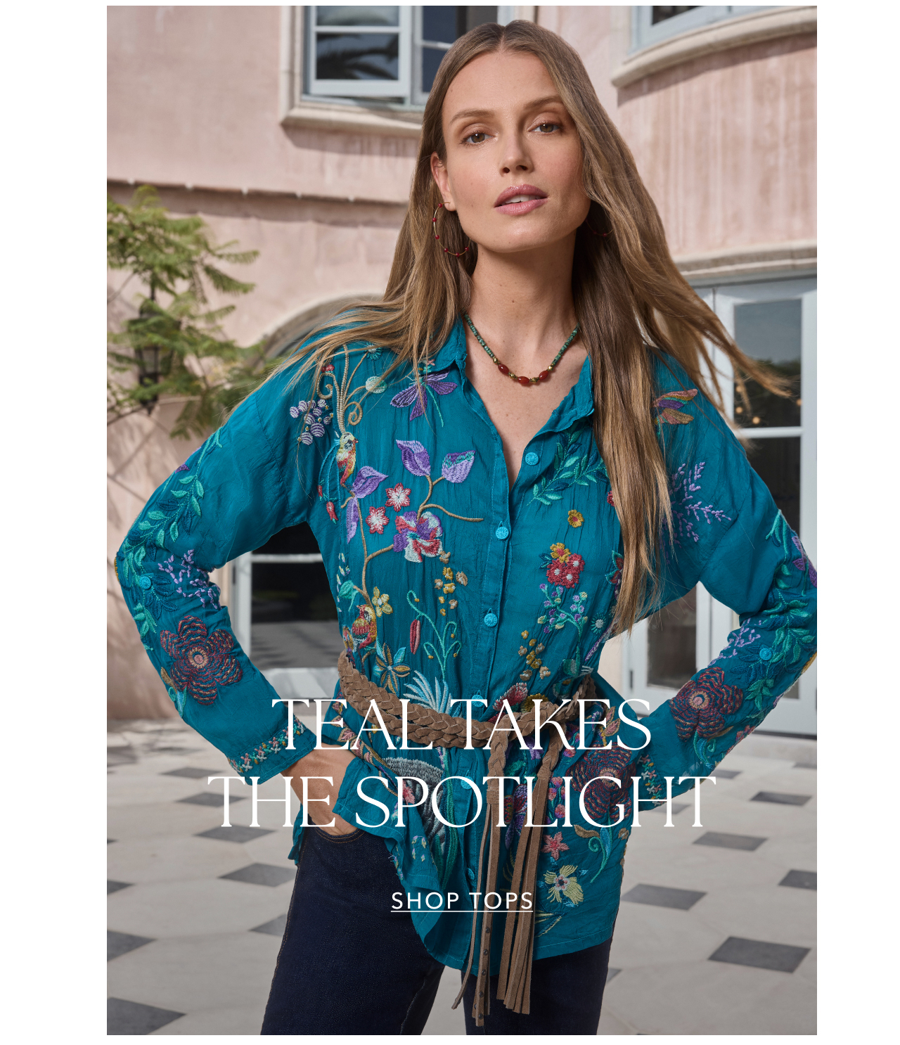 TEAL TAKES THE SPOTLIGHT SHOP TOPS