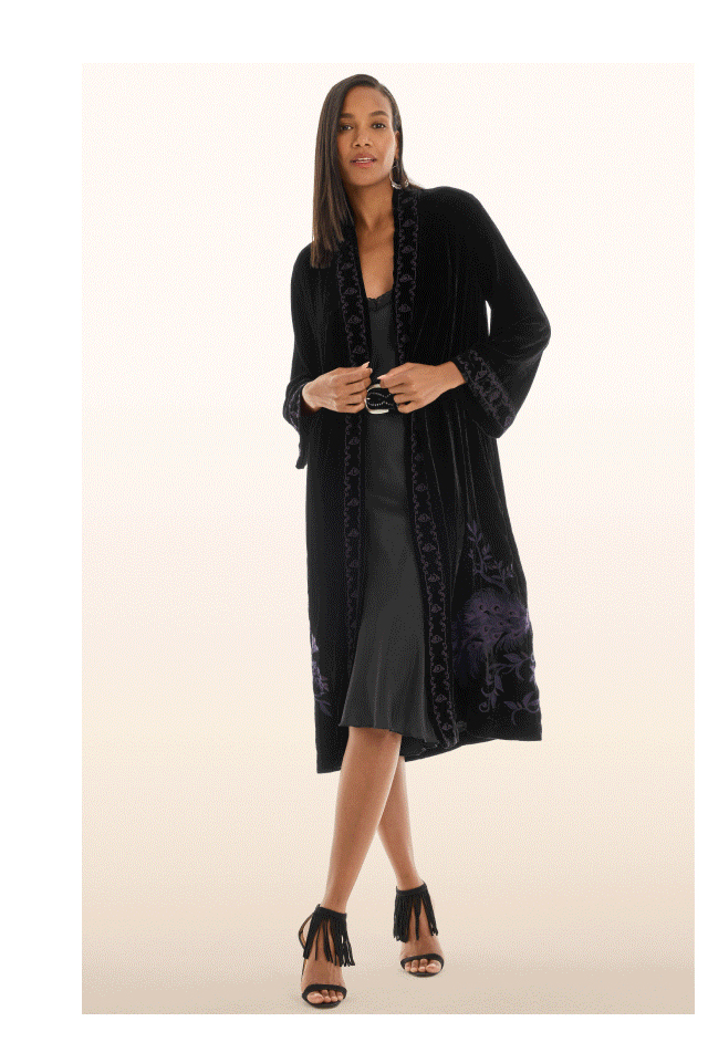 VELVET KIMONO COAT