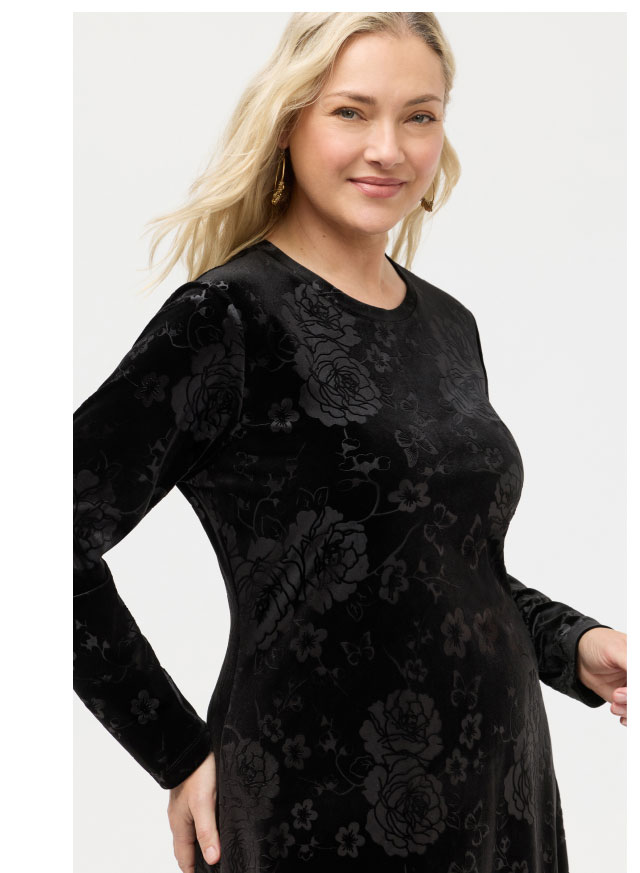 EMBOSSED STRETCH VELVET DRESS