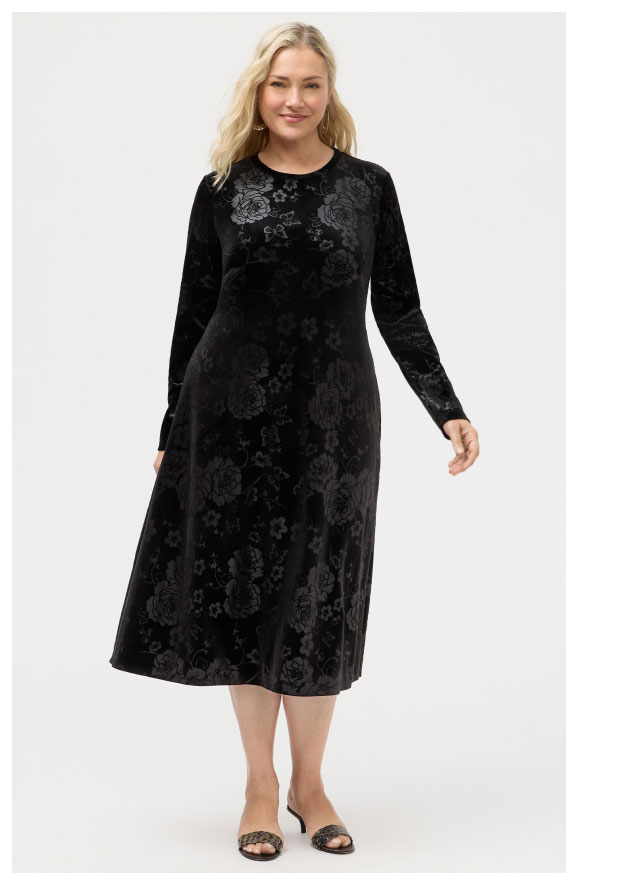 EMBOSSED STRETCH VELVET DRESS