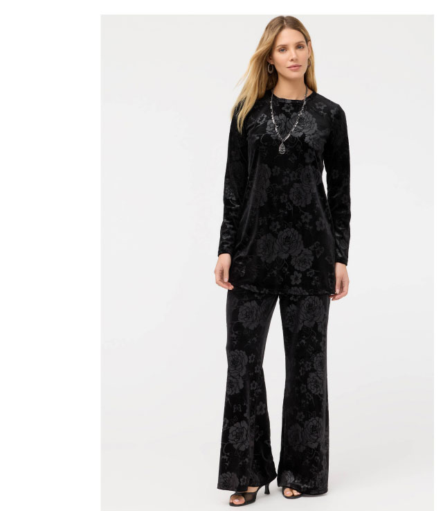 EMBOSSED STRETCH VELVET TUNIC
