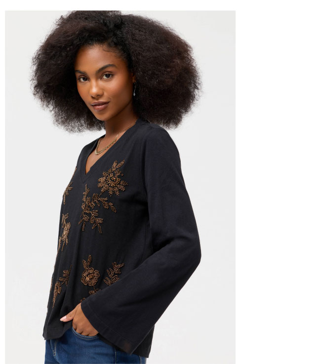 BEADED KIMONO SLEEVE TEE