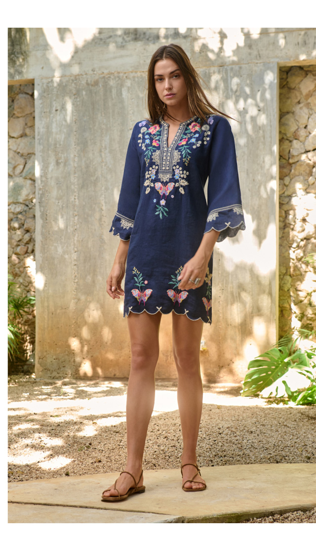 LINEN SCALLOP DRESS