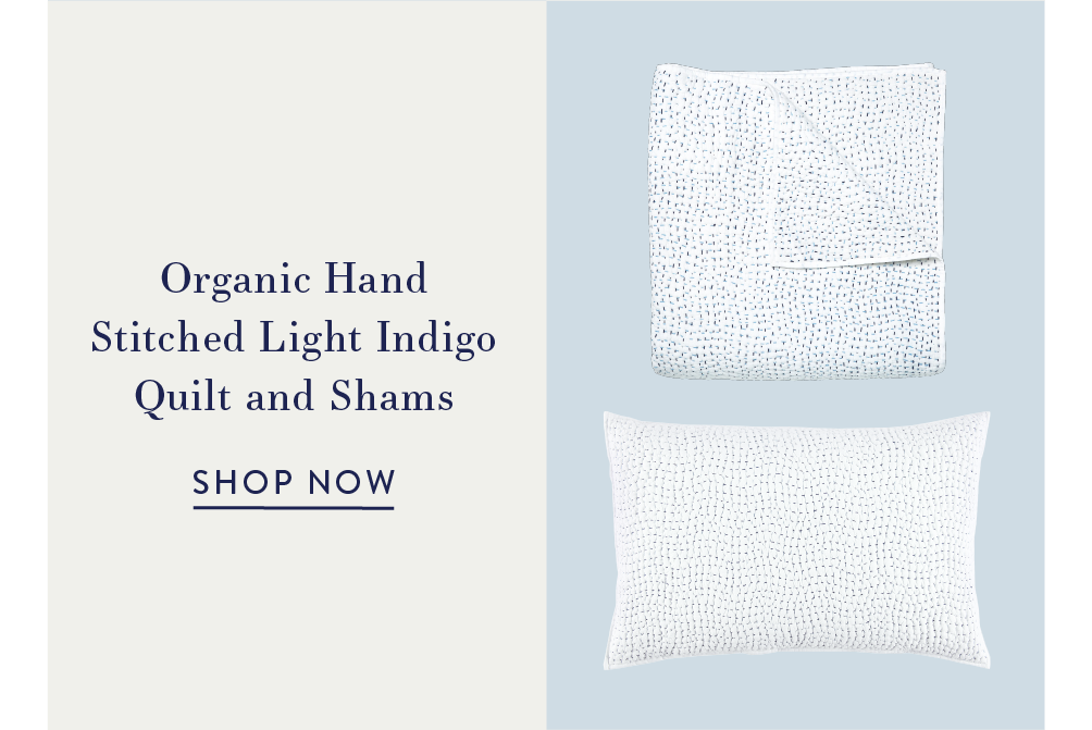 Organic Hand Stitched Light Indigo Quilt